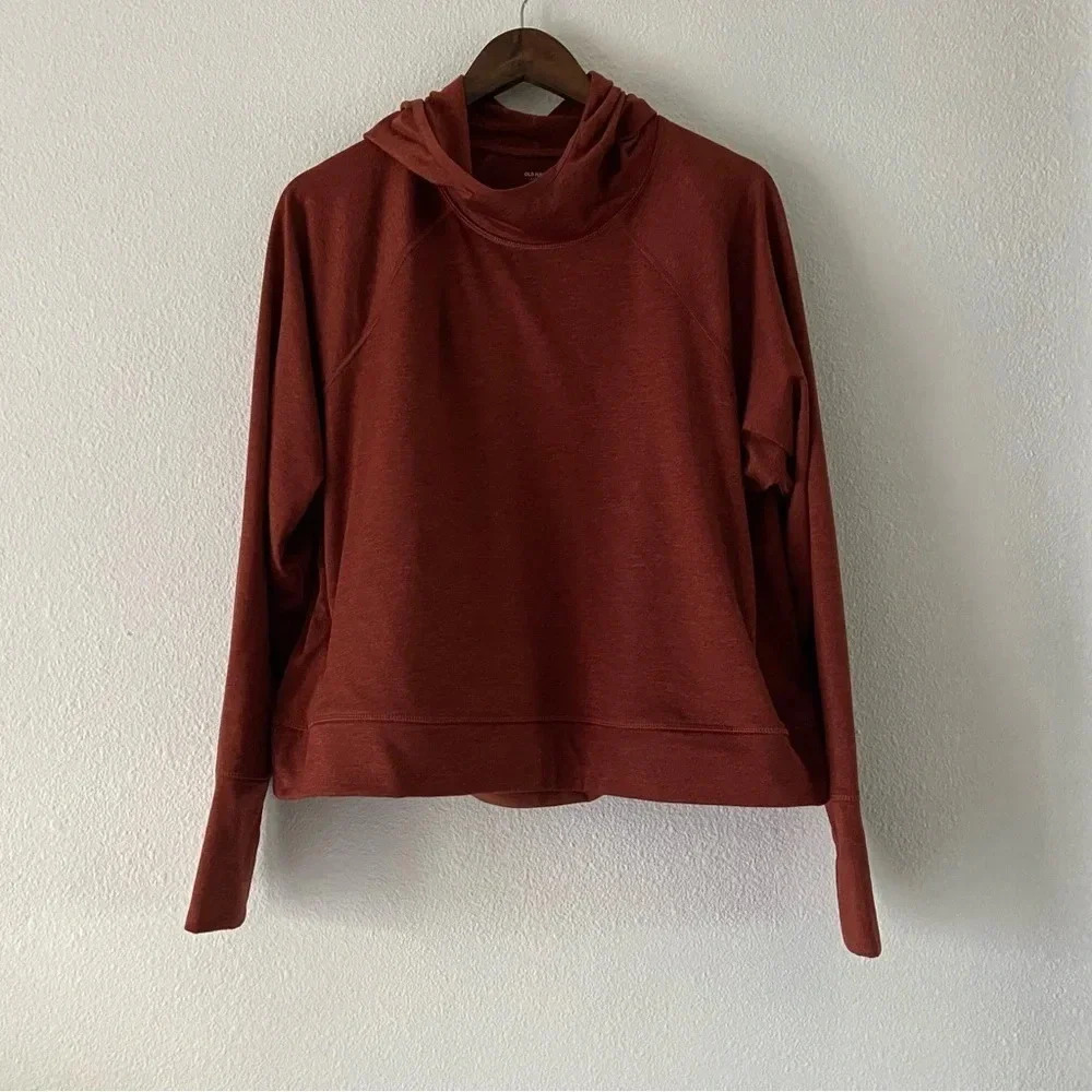 Old Navy XXL Cowlneck Cropped Pullover New Rust Athleisure Activewear Sporty - Picture 15 of 16